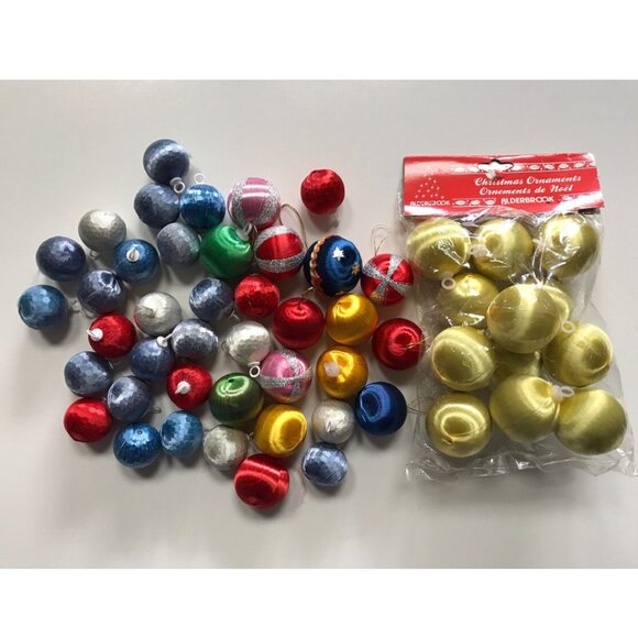 Small Satin Christmas Tree Balls Baubles Ornaments Holiday Decor - Picture 1 of 3